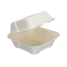 Edenware Bagasse Burger Box Square 6 Inch White 500 Pack 885155 F