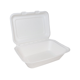Edenware Bagasse Clamshell Meal Box Regular 7x5 Inch White 500 Pack 885156 F