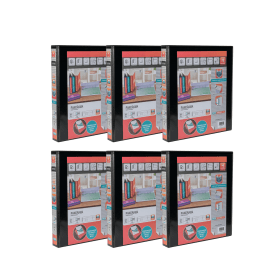 Elba Panorama A4 25mm 4 D Ring Presentation Binder Black 6 Pack 400008414 147473 F