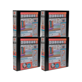 Elba Panorama A4 50mm 4 D Ring Presentation Binder Black 4 Pack 161317 F