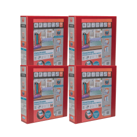 Elba Panorama A4 50mm 4 D Ring Presentation Binder Red 4 Pack 400008432 161385 F