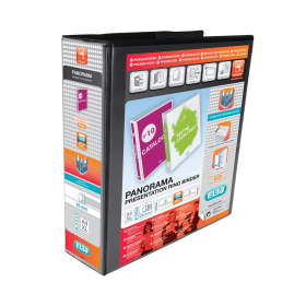 Elba Panorama A4 65mm 4D Ring Presentation Binder Black 4 Pack 400008442 140397 F