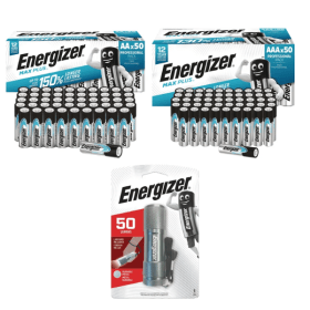 Energizer Max Plus Batteries and Metal Torch Bundle 50 x AA and 50 x AAA ER817427