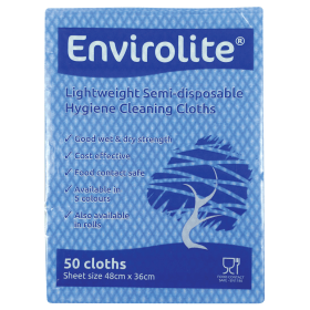 Envirolite Lightweight 480mm x 360mm All Purpose Cloths Blue 50 Pack 479443 F