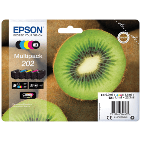 Epson 202 Multipack Full Set of 5 Ink Cartridges Kiwi Original