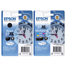 Epson 27XL High Capacity Multipack Full Set of 4 Ink Cartridges Alarm Clock Original