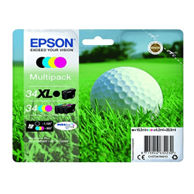 Epson 34XL 34 High Capacity Multipack Full Set of 4 Ink Cartridges Golf Ball Original
