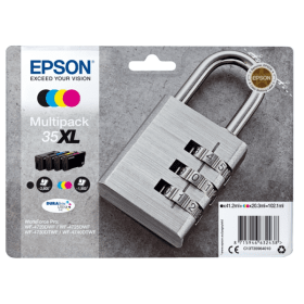 Epson 35XL High Capacity Multipack Full Set of 4 Ink Cartridges Padlock Original