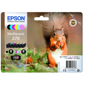 Epson 378 Multipack 6 Ink Cartridges Squirrel Original