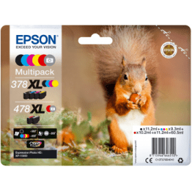 Epson 378XL 478XL High Capacity Multipack Full Set of 6 Ink Cartridges Squirrel Original