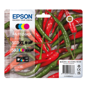 Epson 503XL 503 High Capacity Multipack Full Set of 4 Ink Cartridges Chillies Original
