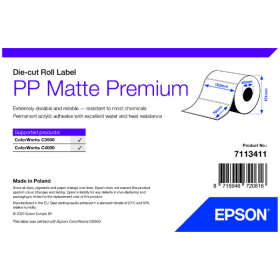 Epson 7113411 Premium Matte White Die Cut Label Roll 102mm x 76mm 365 Labels Original