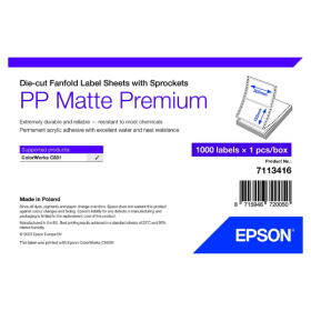 Epson 7113416 Original Premium Matte Fanfold Label 152mm x 203mm 