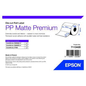Epson 7113420 Premium Matte White Die Cut Label Roll 51mm x 76mm 2310 Labels Original