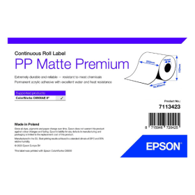 Epson 7113423 Premium Matte White Continuous Label Roll 203mm x 55m Original