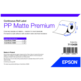 Epson 7113426 Premium Matte White Continuous Label Roll 51mm x 29m Original