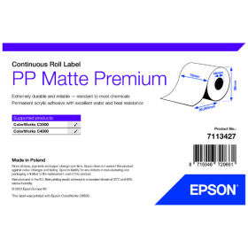 Epson 7113427 Premium Matte White Continuous Label Roll 76mm x 29m Original