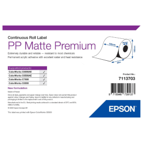 Epson 7113703 Premium Matte White Continuous Label Roll 105mm x 55m Original