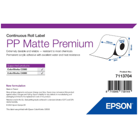 Epson 7113704 Premium Matte White Continuous Label Roll 105mm x 29m Original