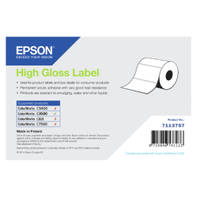 Epson 7113757 High Gloss White Die Cut Label Roll 76mm x 127mm 250 Labels Original