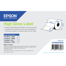 Epson C33S045540 White High Gloss Label Roll 102mm x 76mm 415 Labels Original