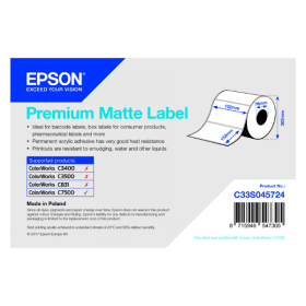 Epson C33S045724 White Premium Matte Label Roll 102mm x 152mm 800 Labels Original