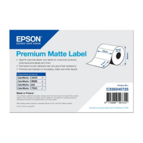 Epson C33S045725 White Premium Matte Label Roll 76mm x 51mm 2310 Labels Original