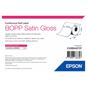 Epson C33S045737 Satin Gloss White Continuous Label Roll 203mm x 68m Original