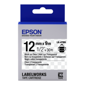 Epson LK 4TBN C53S654012 Black on Clear Labelling Tape 12mm x 9m Original