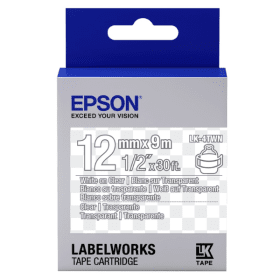 Epson LK 4TWN C53S654013 White on Clear Label Tape 12mm x 9m Original