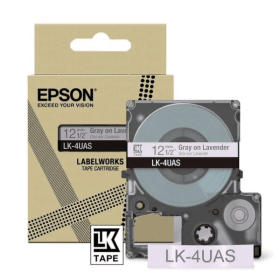 Epson LK 4UAS C53S672107 Grey on Lavender Label Tape Cartridge 12mm x 8m Original
