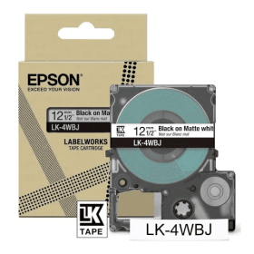Epson LK 4WBJ C53S672062 Black on Matte White Label Tape Cartridge 12mm x 8m Original