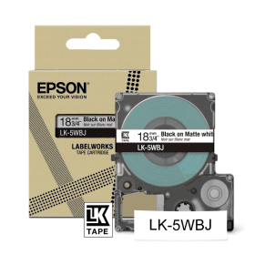 Epson LK 5WBJ C53S672063 Black on Matte White Label Tape Cartridge 18mm x 8m Original