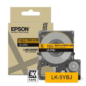Epson LK 5YBJ C53S672075 Black on Matte Yellow Label Tape Cartridge 18mm x 8m Original