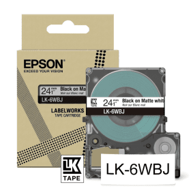 Epson LK 6WBJ C53S672064 Black on Matte White Label Tape Cartridge 24mm x 8m Original