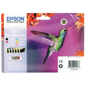 Epson T0807 Multipack Full Set of 6 Ink Cartridges Hummingbird Original