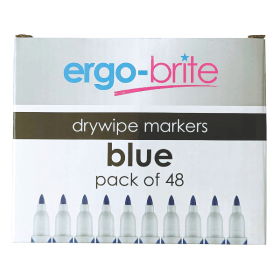 Ergo Brite Drywipe Markers Bullet Tip 2mm Line Blue 48 Pack 931346 F