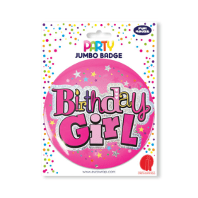 Eurowrap Birthday Girl Jumbo Badge with 3D Tip On 6 Pack EU10435 F