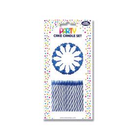 Eurowrap Cake Candle Set Blue 6 Pack EU78229 F