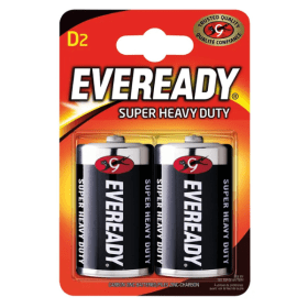 Eveready R20B2UP Super Heavy Duty D Batteries 2 Pack