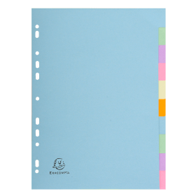 Exacompta Forever Subject Divider 10 Part 170gsm A4 Assorted EXAPASDIVA410 469755 F
