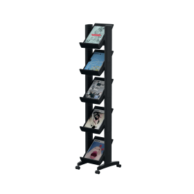 Fast Paper 5 Shelf Mobile Literature Display Narrow Black A4 F259N01 371016 F