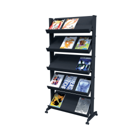 Fast Paper 5 Shelf Mobile Literature Display Wide Black A4 F255N01 371017 F