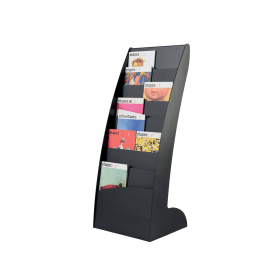 Fast Paper Black Curved Literature Display Floor standing display with 8 compartments A3 F28501 126638 F