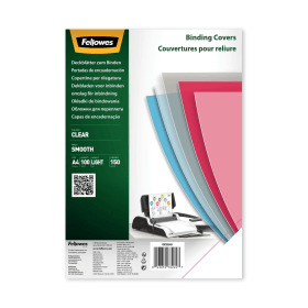 Fellowes A4 Binding Covers for Comb and Wire Binding Machines 150gsm Clear PET 100 Pack 774383 F