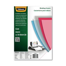 Fellowes A4 Binding Covers for Comb and Wire Binding Machines 200gsm Clear PET 100 Pack 786523 F