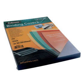Fellowes A4 PVC Covers for Wire and Comb Binding Machines 200gsm Clear 100 Pack 163111 F