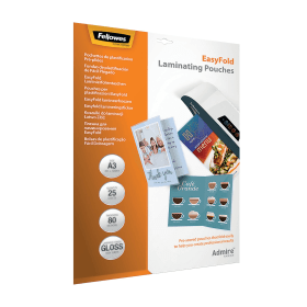 Fellowes Admire EasyFold Laminating Pouch A3 160 Micron Gloss 25 Pack 493534 F