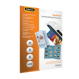 Fellowes Admire EasyFold Laminating Pouch A4 160 Micron Gloss 25 Pack 493533 F