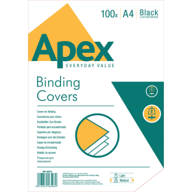 Fellowes Apex A4 Leatherboard Covers 230gsm Black 100 Pack 184903 F